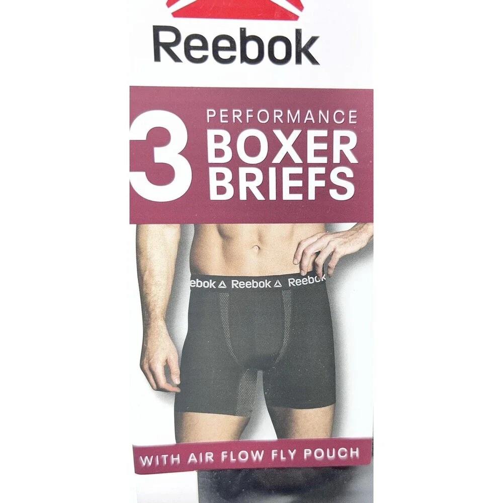 Reebok Men's Performance Boxer Briefs 3-Pack – Tech Comfort – Size Small – New